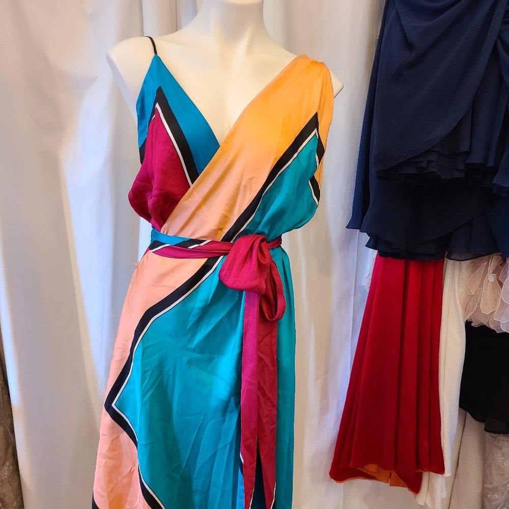 DVF Silk Scarf print dress mod 70s maxi